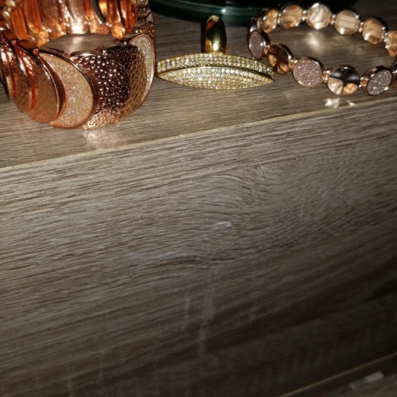 Bundled Two rose gold bracelets and gold ring sz 8 - Picture 1 of 4